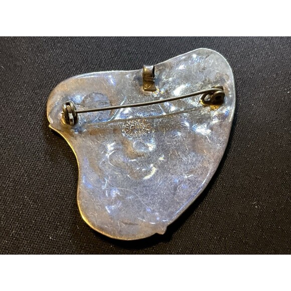 925 Sterling Silver Taxco Abalone Lotus Brooch - Picture 5 of 7